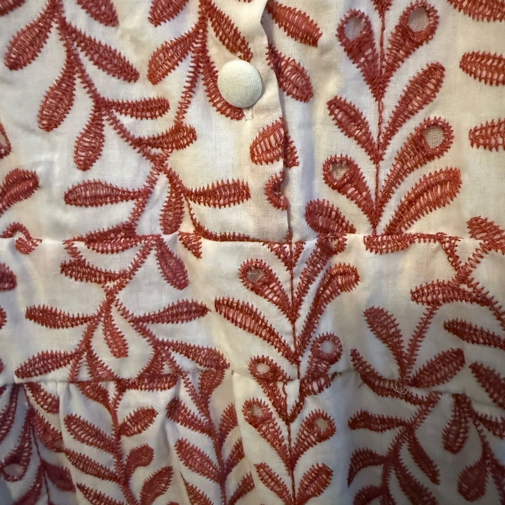 Red/Orange Leaf Pattern Short Sleeve Dress - Picture 4 of 4